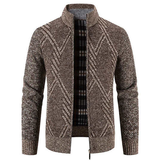 Herre Strikket Cardigan med Patchwork Design 7