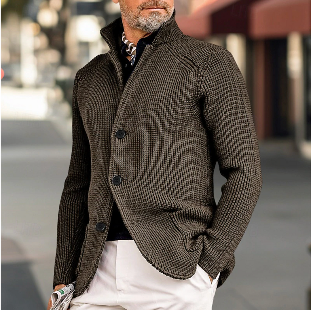 Herre Strikket Cardigan med Ribbet Struktur 4