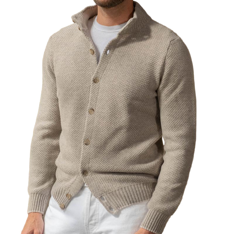 Herre Strikket Sweater Slim Fit med Skulderkrave 0