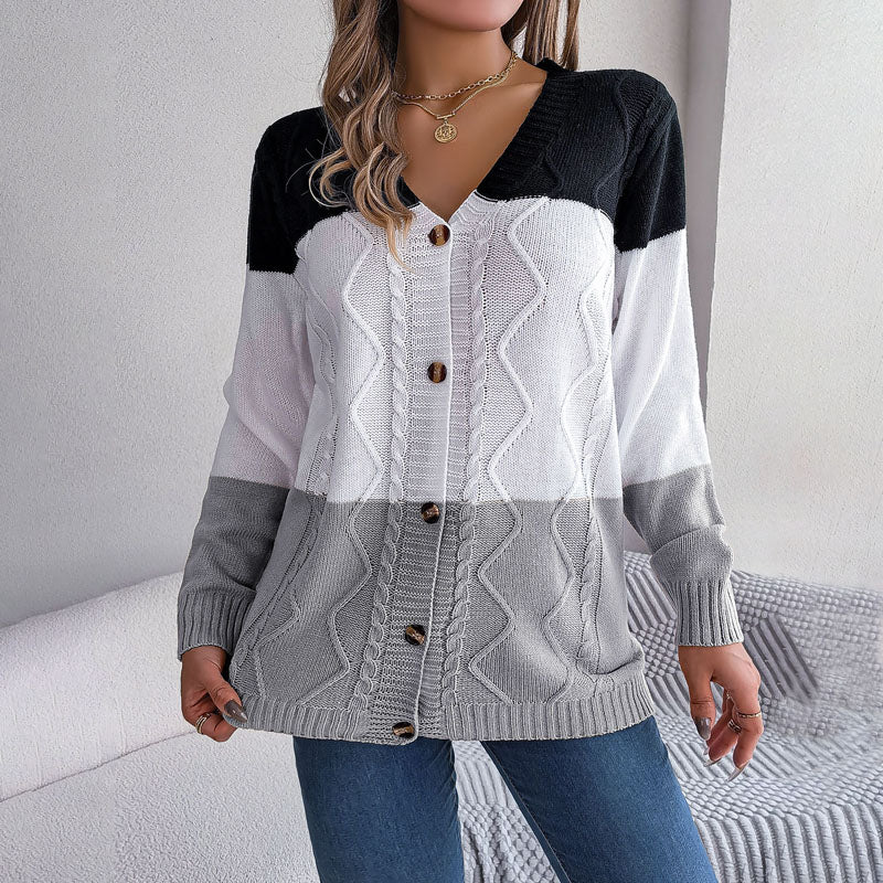 Herre Strikket Sweater med V-ring Knapper 7