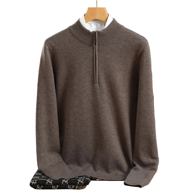 Herre Striktrøje Halvhøj Krave Merino Uld Pullover Casual 0
