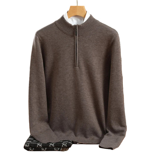 Herre Striktrøje Halvhøj Krave Merino Uld Pullover Casual 0