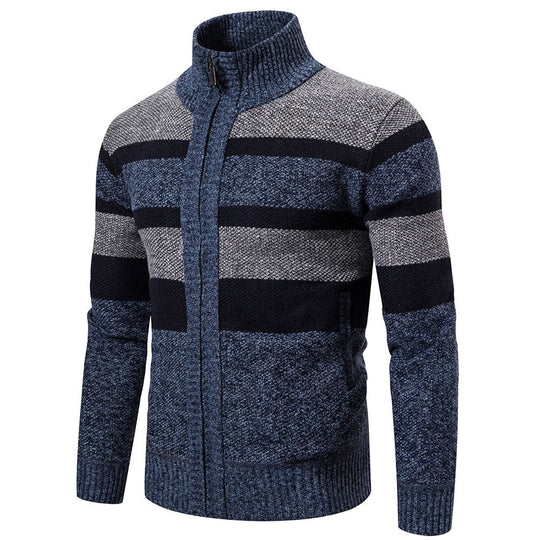 Herre Striktrøje Stribet Slim Fit Cardigan 0