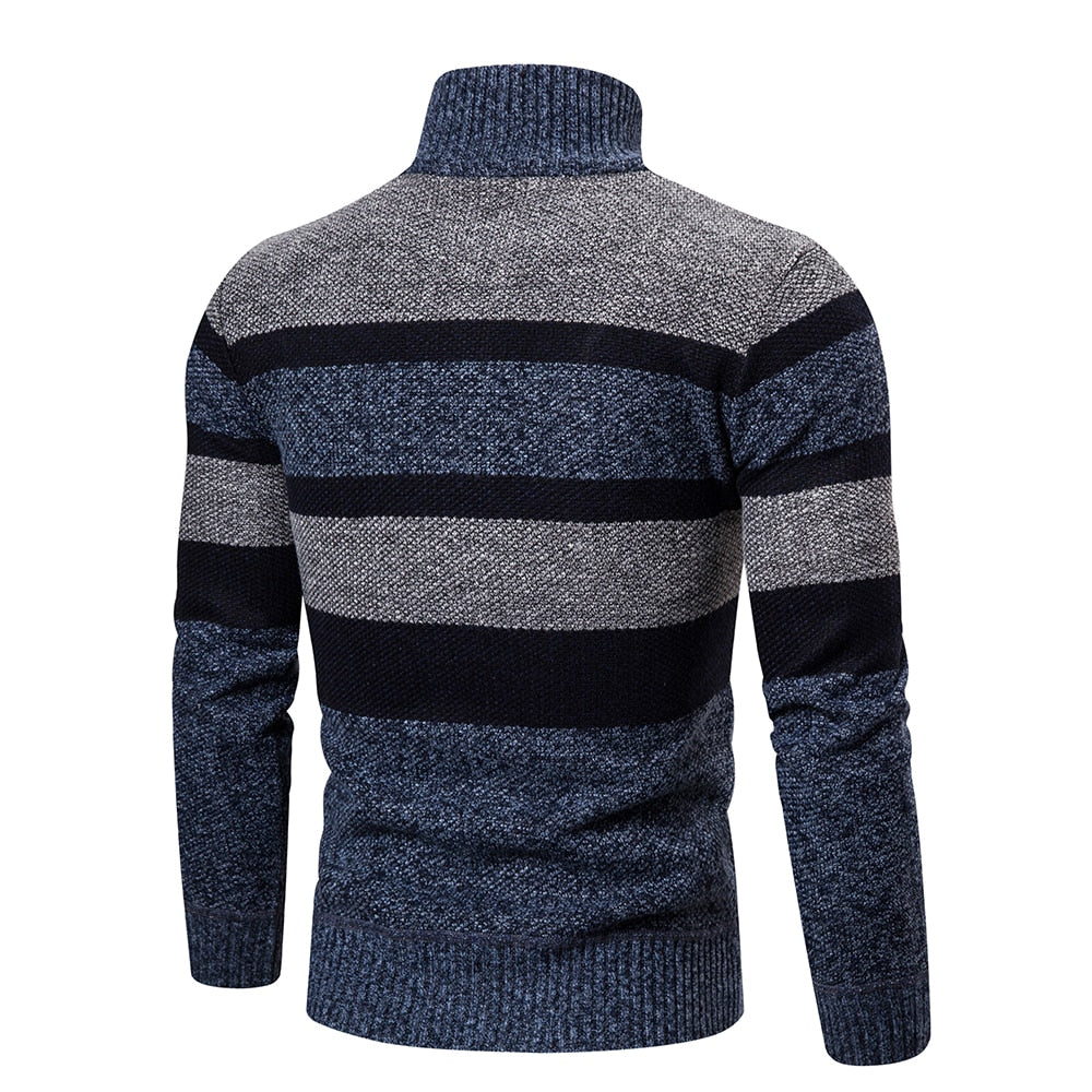 Herre Striktrøje Stribet Slim Fit Cardigan 1