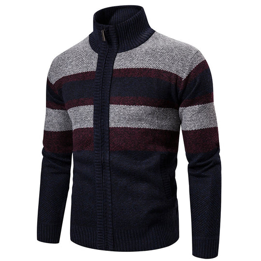 Herre Striktrøje Stribet Slim Fit Cardigan 4
