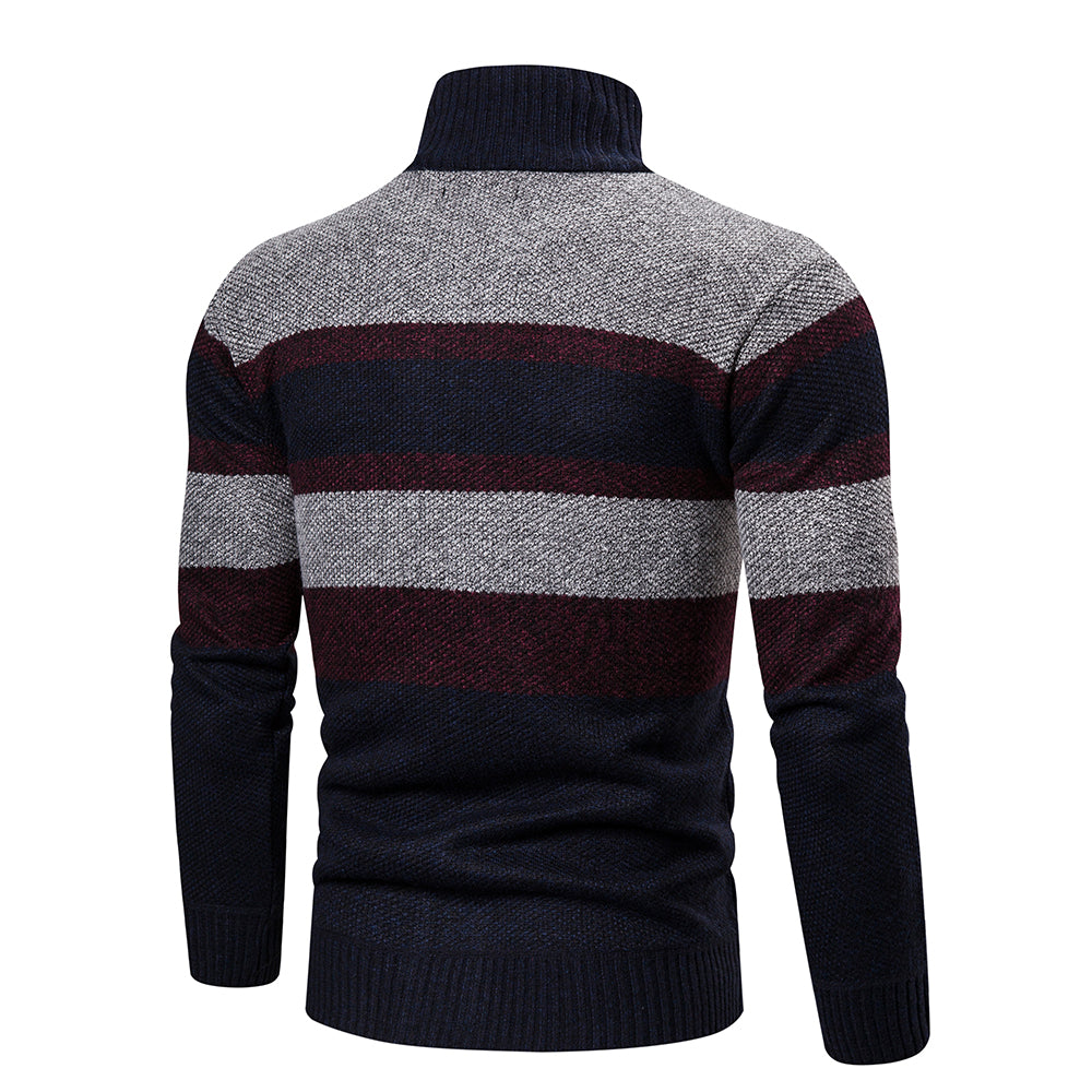 Herre Striktrøje Stribet Slim Fit Cardigan 5
