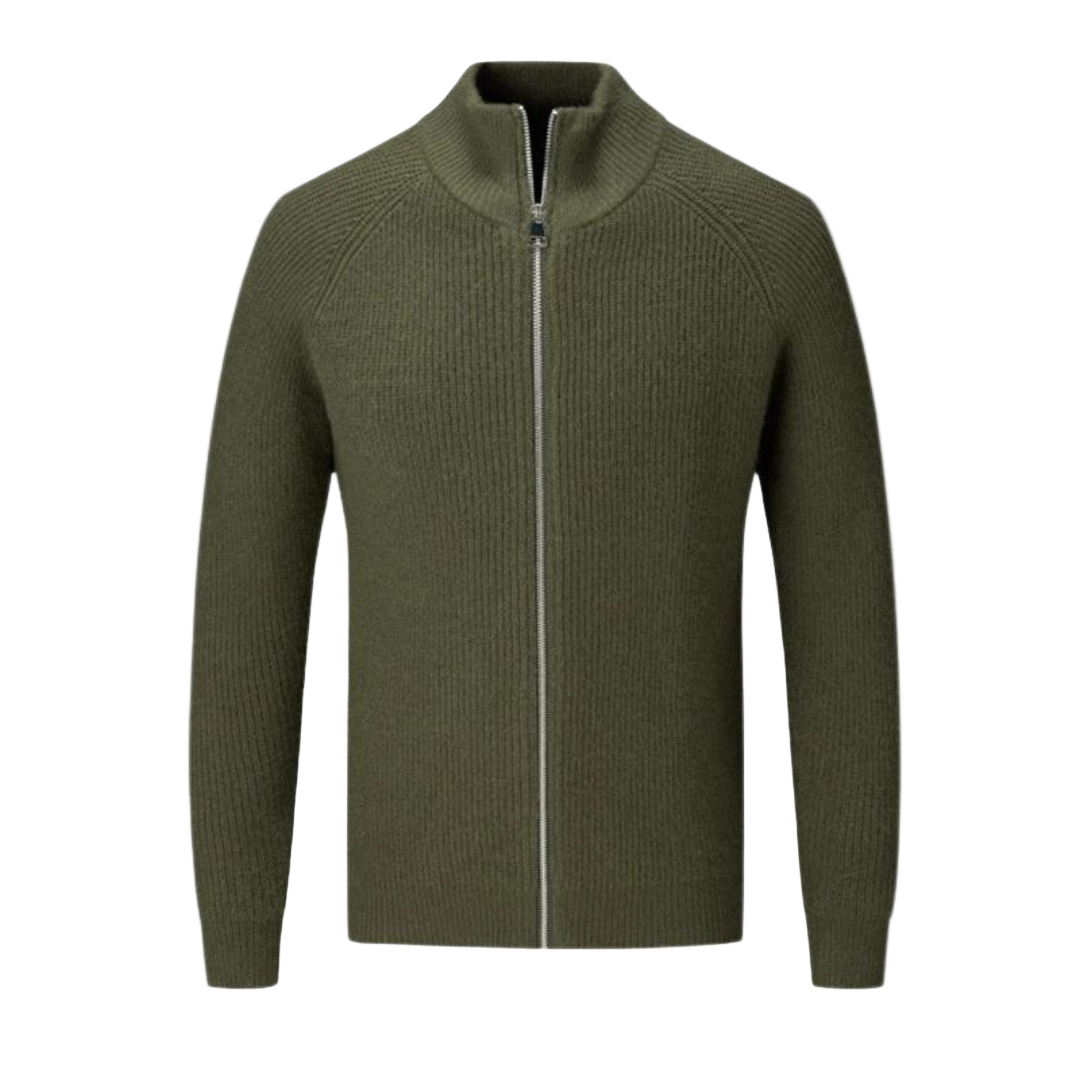 Herre Striktrøje med Fuld Lynlås Jakkestil 0