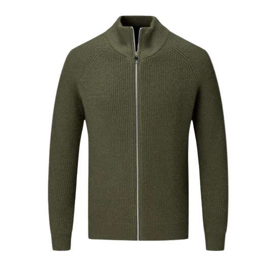 Herre Striktrøje med Fuld Lynlås Jakkestil 0