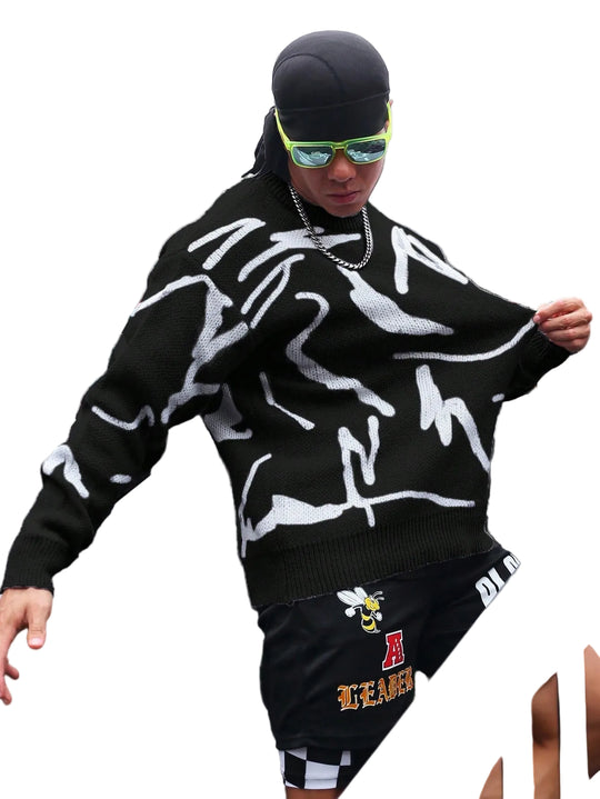 Herre Sweater Casual Med Grafisk Print 0