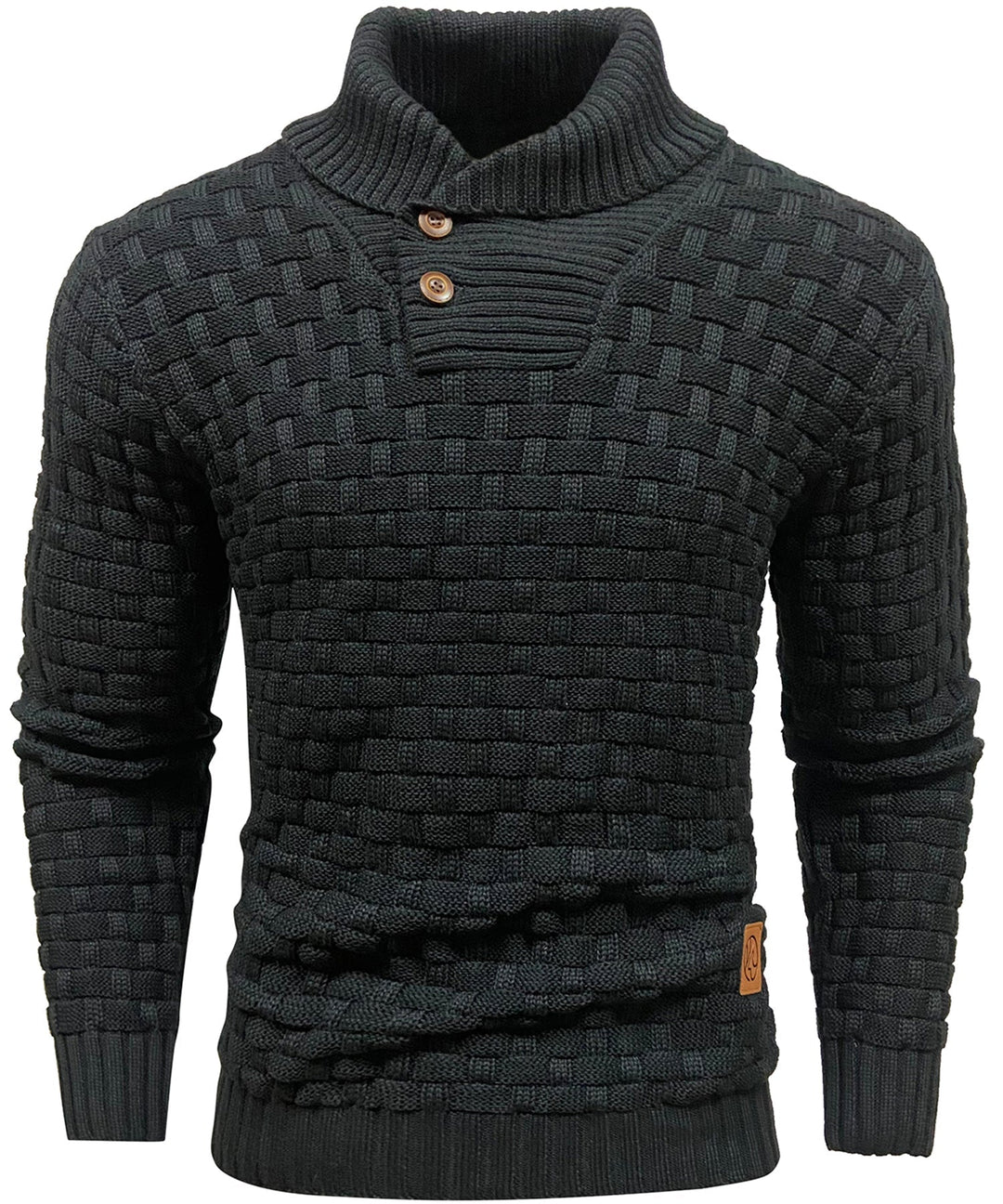 Herre Sweater Pullover med Høj Krave og Knaplukning 0