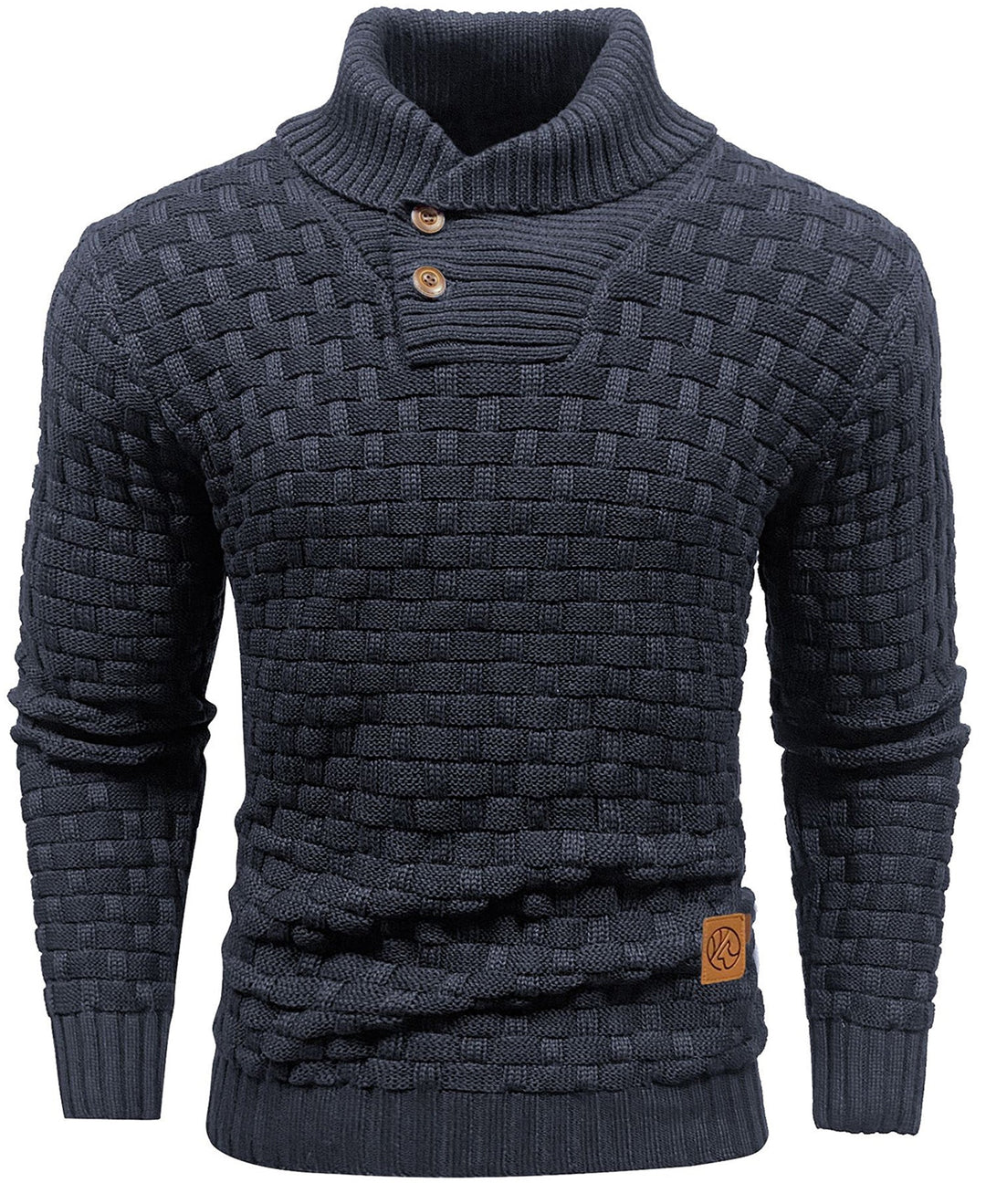 Herre Sweater Pullover med Høj Krave og Knaplukning 1
