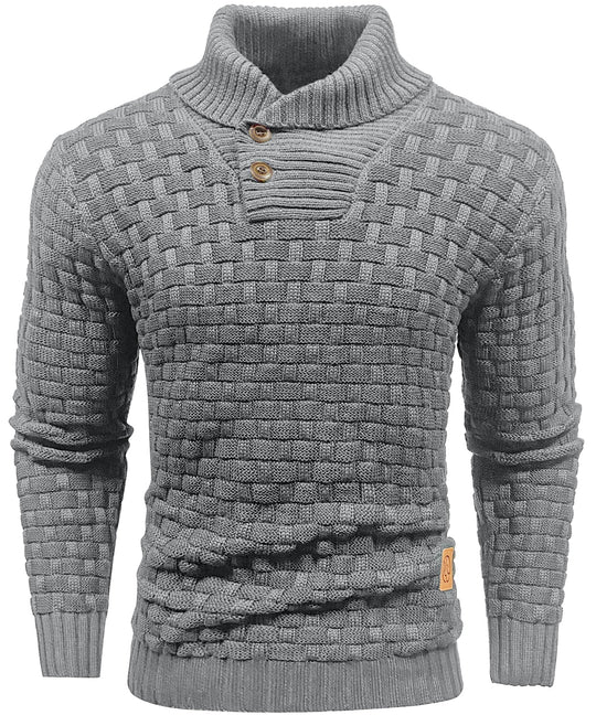 Herre Sweater Pullover med Høj Krave og Knaplukning 2
