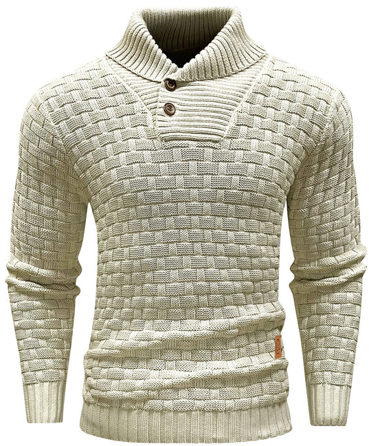 Herre Sweater Pullover med Høj Krave og Knaplukning 3
