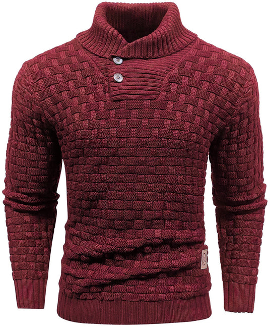 Herre Sweater Pullover med Høj Krave og Knaplukning 5
