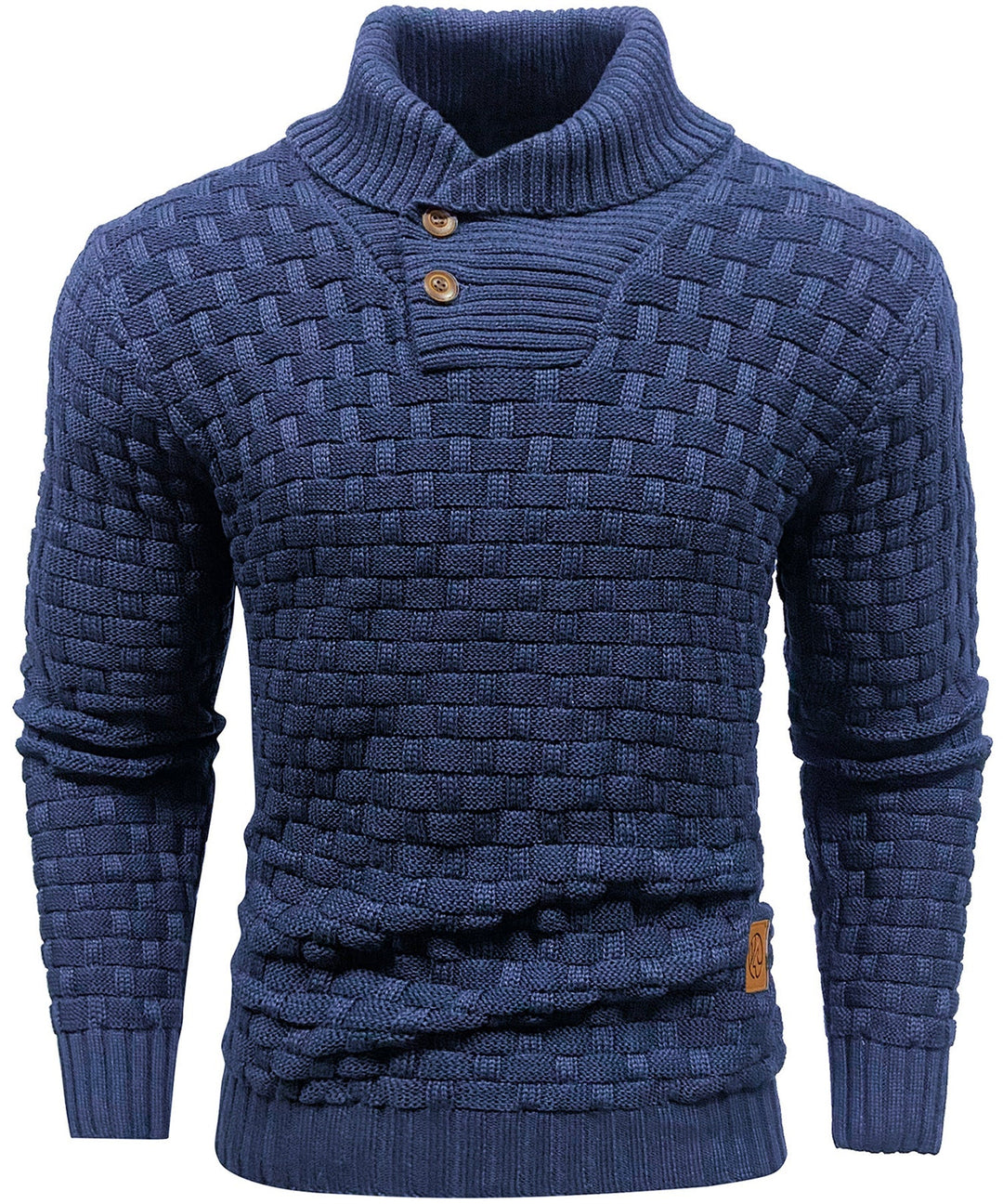 Herre Sweater Pullover med Høj Krave og Knaplukning 6