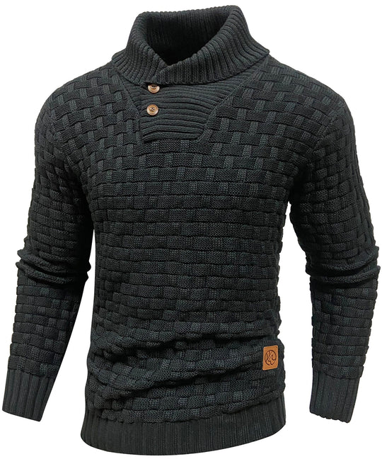 Herre Sweater Pullover med Høj Krave og Knaplukning 7