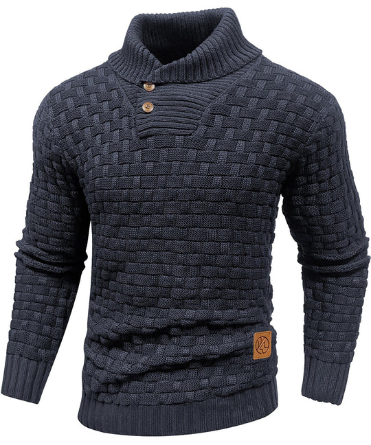 Herre Sweater Pullover med Høj Krave og Knaplukning 8
