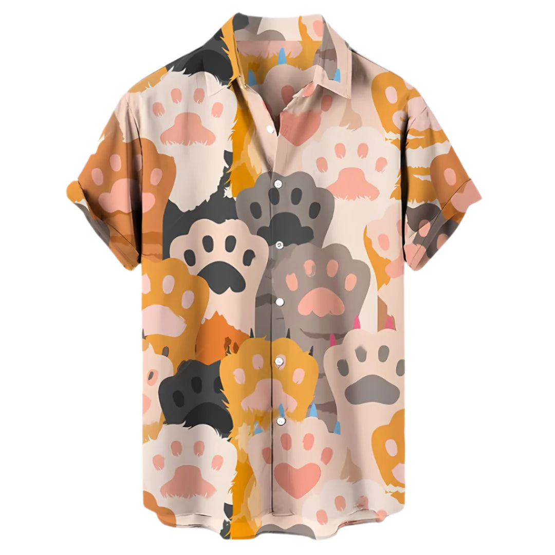 Herre T-Shirt Afslappet Katteprint Letvægtsstof 0