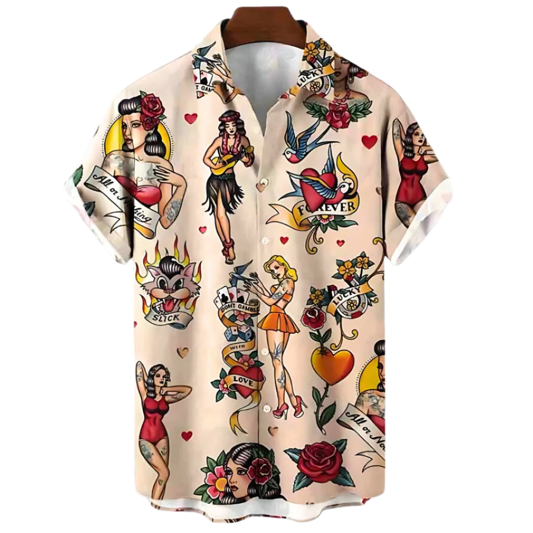 Herre T-Shirt Afslappet Vintage Stil Letvægtsstof 0