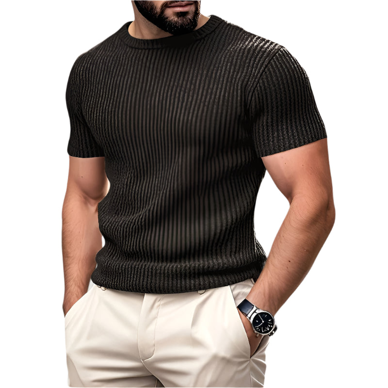 Herre T-Shirt Korte Ærmer Jacquard Polyester Regular Fit 0