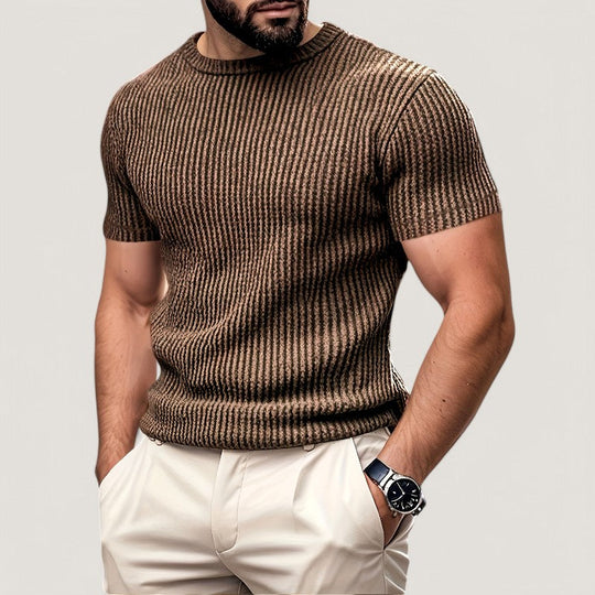 Herre T-Shirt Korte Ærmer Jacquard Polyester Regular Fit 1