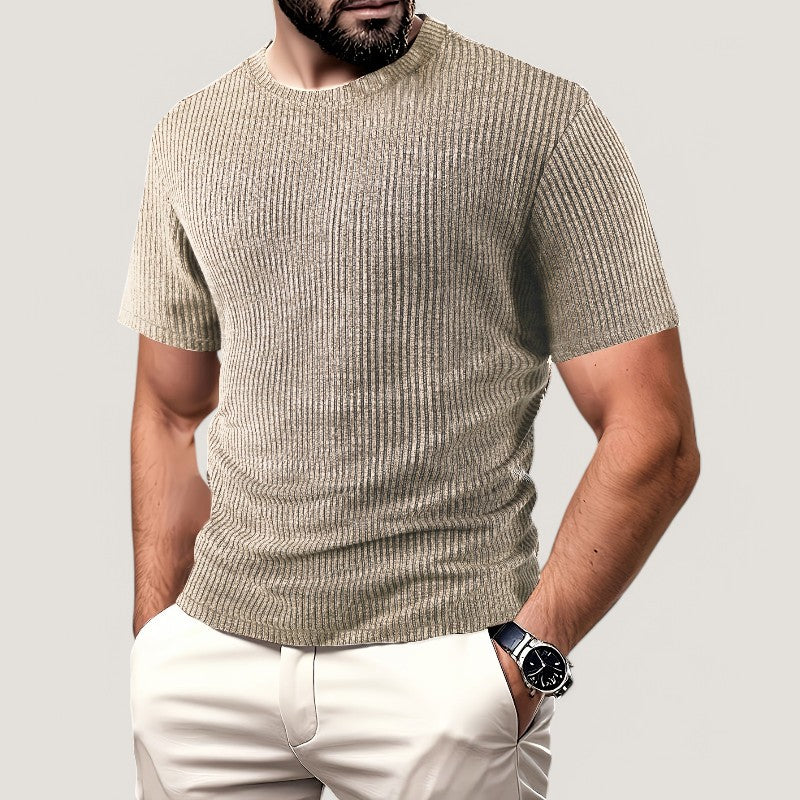 Herre T-Shirt Korte Ærmer Jacquard Polyester Regular Fit 4