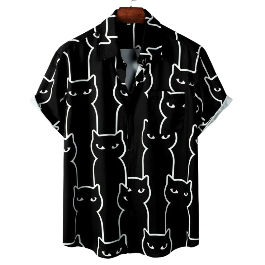 Herre T-shirt med Afslappet Pasform og Katteprint 0