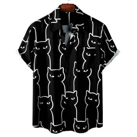 Herre T-shirt med Afslappet Pasform og Katteprint 0