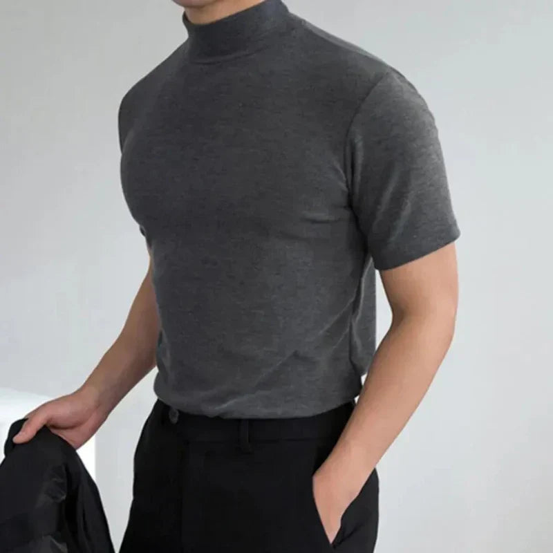 Herre T-shirt med Høj Krave Klassisk Stil 2