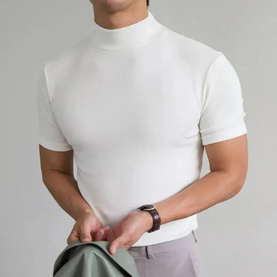 Herre T-shirt med Høj Krave Klassisk Stil 3