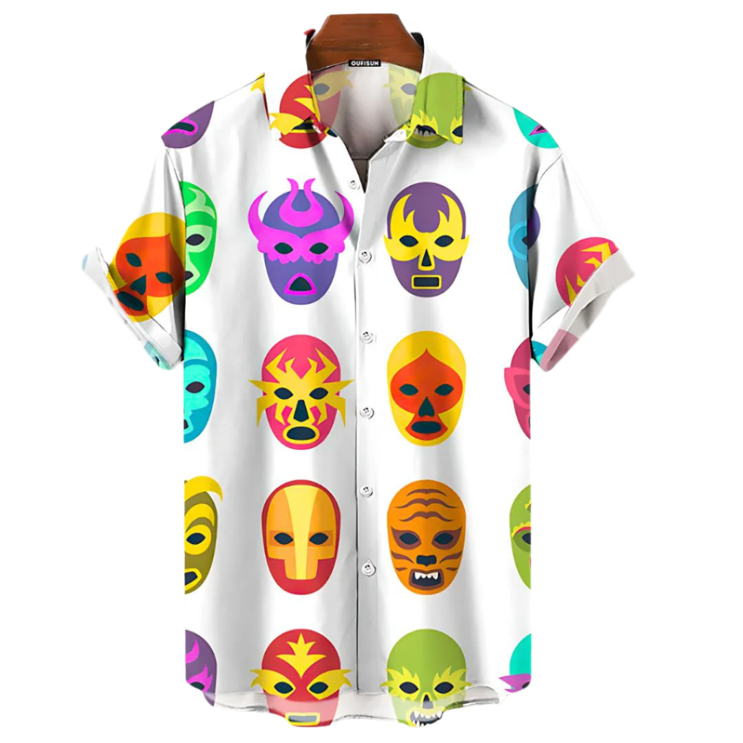 Herre T-shirt med Luchador Motiver i Letvægtsstof 0