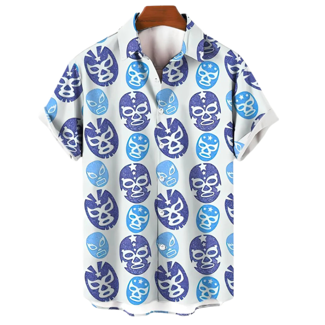 Herre T-shirt med Luchador Print i Let Vævning 0