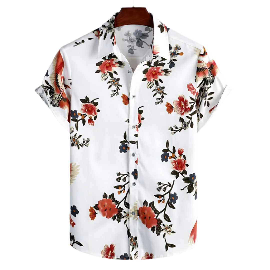 Herre T Shirt Afslappet Blomstermotiv Let Vægtstof 0