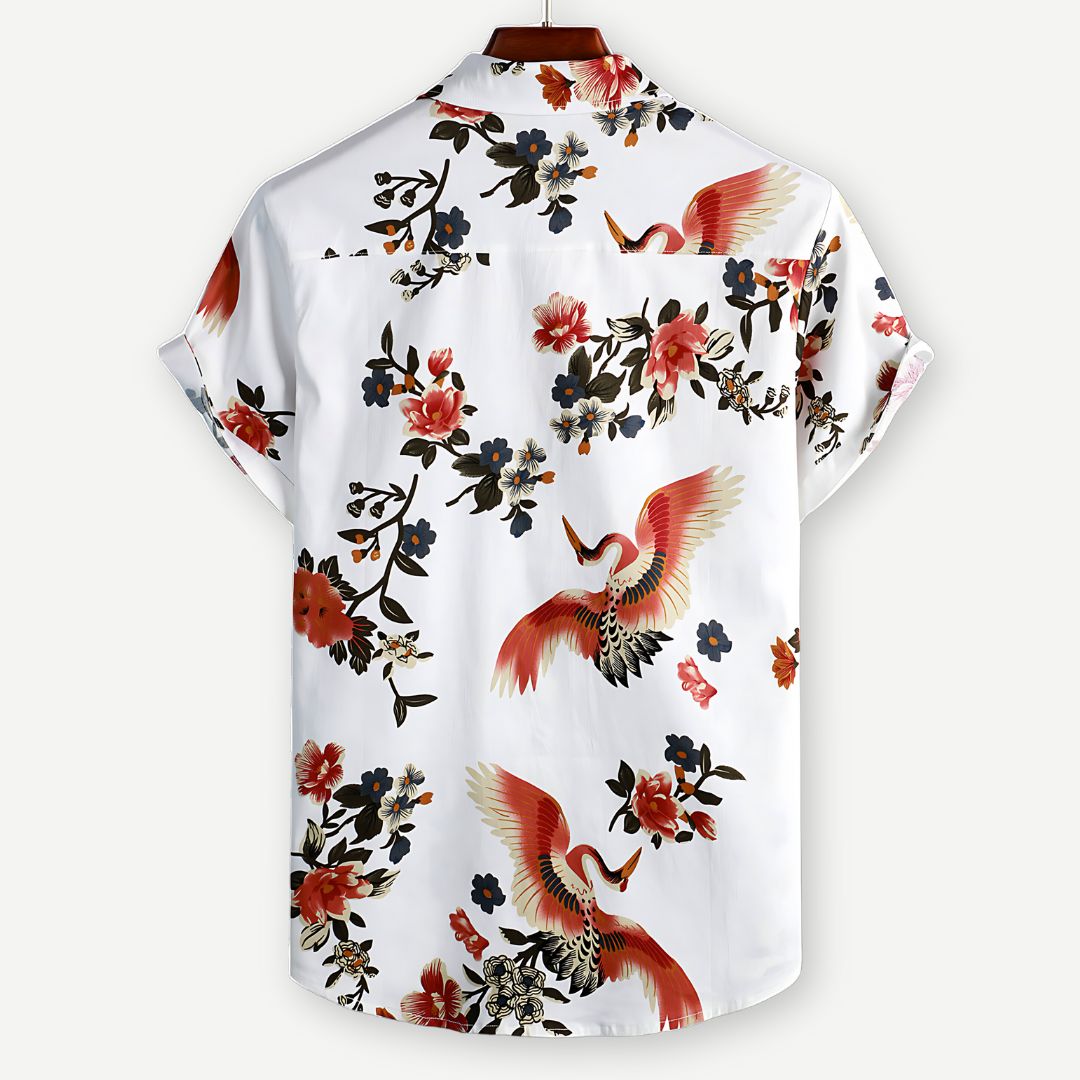 Herre T Shirt Afslappet Blomstermotiv Let Vægtstof 1