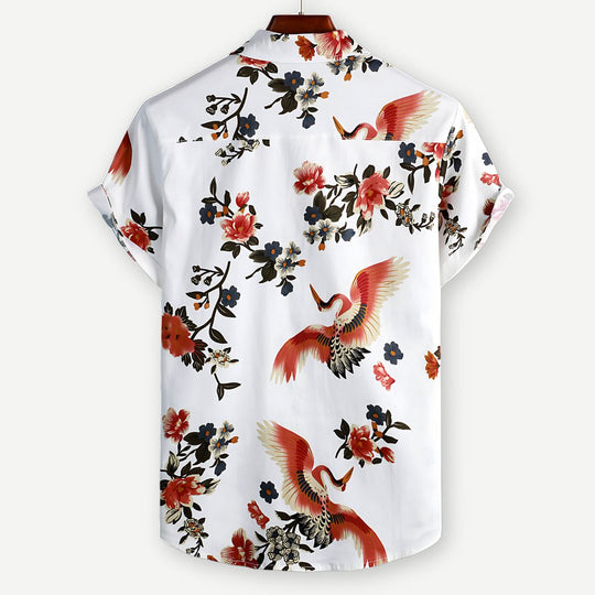 Herre T Shirt Afslappet Blomstermotiv Let Vægtstof 1