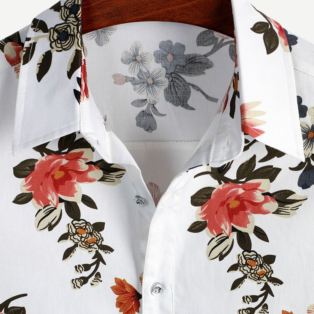 Herre T Shirt Afslappet Blomstermotiv Let Vægtstof 2