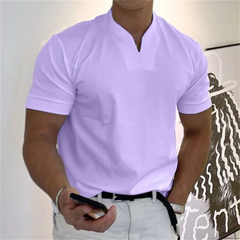 Herre T Shirt V-Hals Sporty Casual 7
