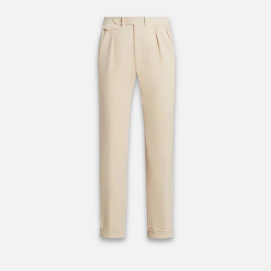 Herre Tailored Bukser Uldblanding - Lige Pasform - Enkel Plissering - Justerbar Talje 1