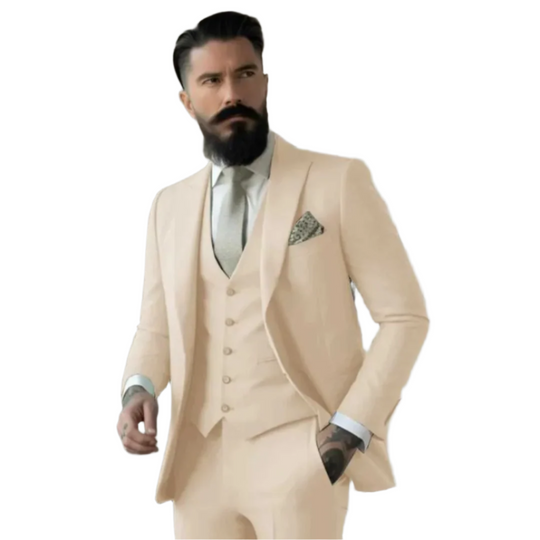 Herre Tre-delt Jakkesæt Slim Fit Uldblanding 0