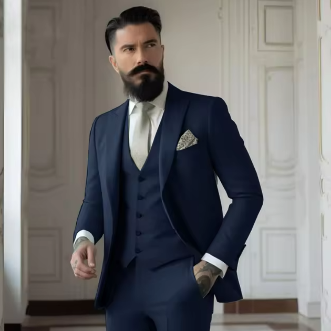 Herre Tre-delt Jakkesæt Slim Fit Uldblanding 2