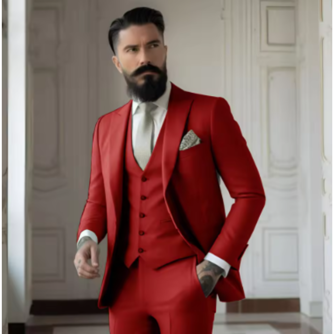 Herre Tre-delt Jakkesæt Slim Fit Uldblanding 3