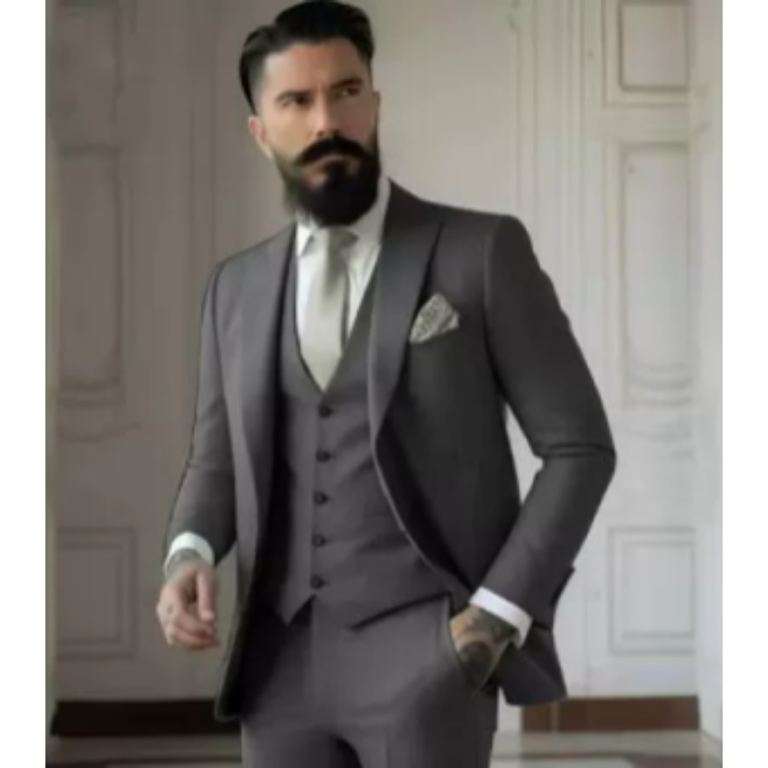 Herre Tre-delt Jakkesæt Slim Fit Uldblanding 5