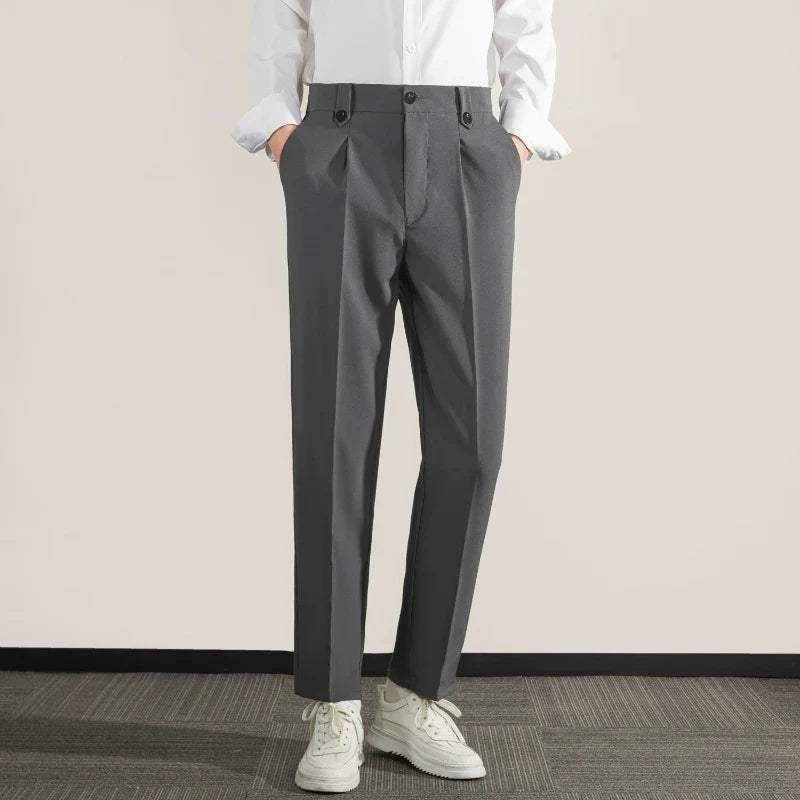 Herre Trousers Klassisk Fit Plisseret Front Straight Leg 2