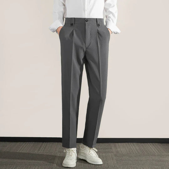 Herre Trousers Klassisk Fit Plisseret Front Straight Leg 2