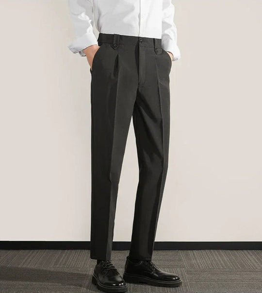 Herre Trousers Klassisk Fit Plisseret Front Straight Leg 3