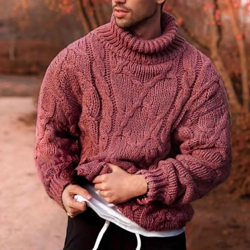 Herre Turtleneck Jumper Flätet Design 3