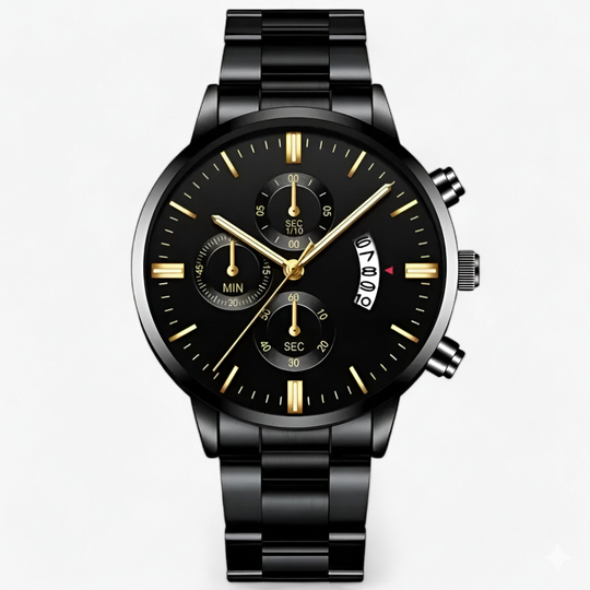 Herre Ure Quartz Med Kalenderfunktion Sort Titanium Design 1