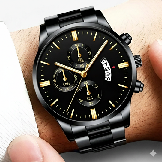 Herre Ure Quartz Med Kalenderfunktion Sort Titanium Design 2