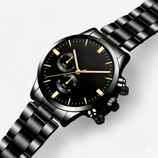 Herre Ure Quartz Med Kalenderfunktion Sort Titanium Design 3