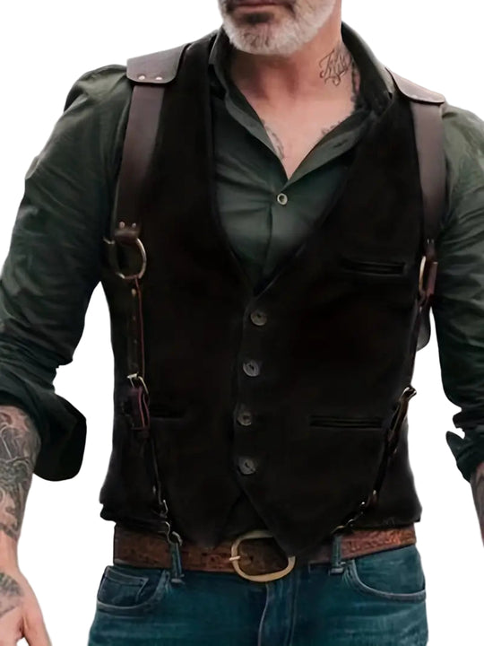 Herre Vintage V-hals Vendbar Vest 0